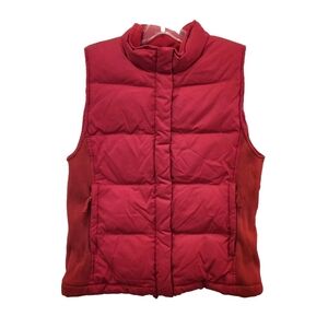 Vintage GAP Red Down Feather Puffer Vest Women's S Zips Snaps Pockets